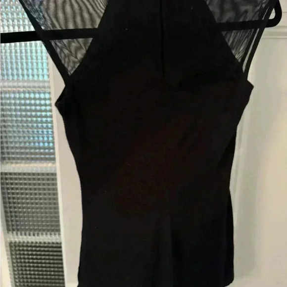 Bailey/44 black top with sheer cap sleeves and Sheer V-Front insert zip back XS - Picture 2 of 11